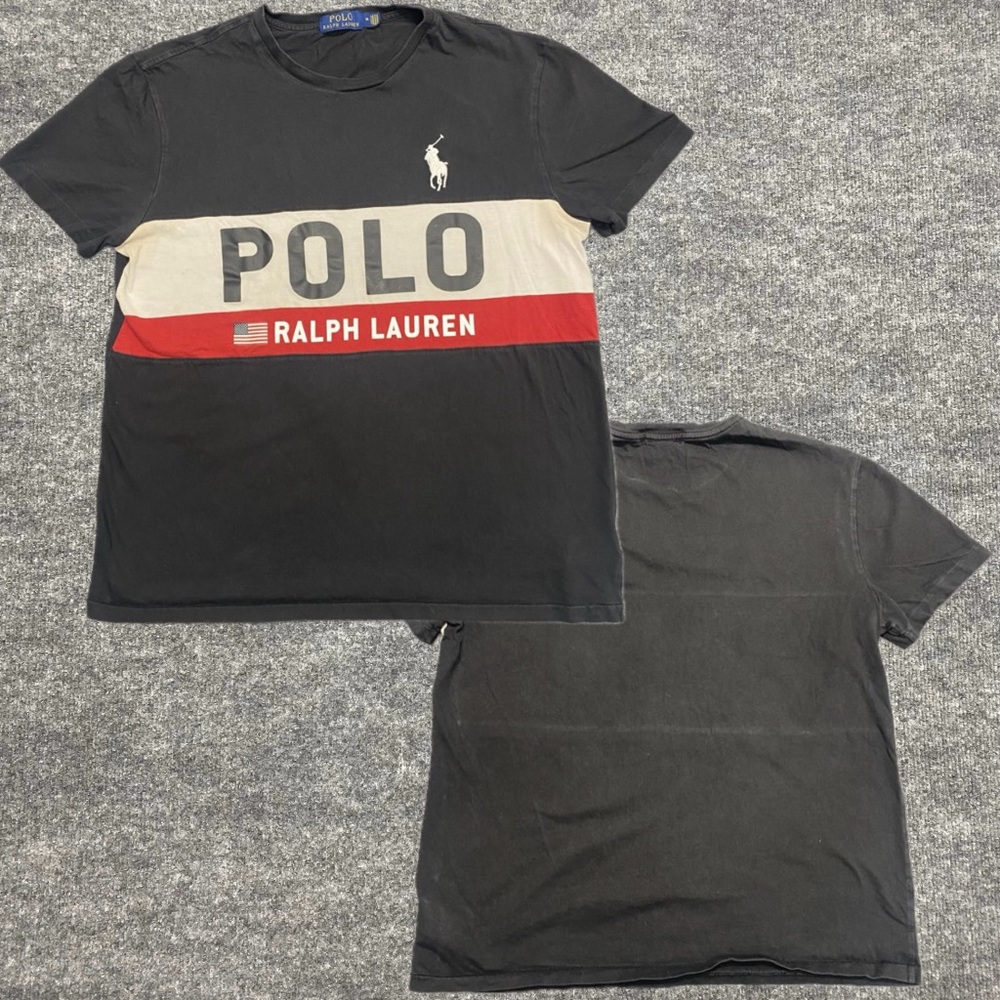 Polo Ralph Lauren Men Navy Polo RL US Flag Graphic T-Shirt Size Medium